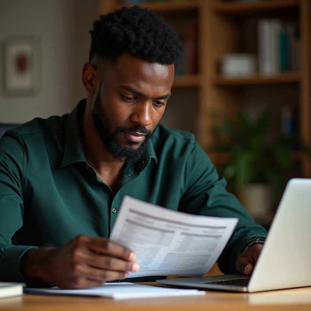 Professional at a desk in the process of career restart and financial reassessment